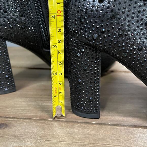 Top Moda Women's Mariha Knee High Boots Size 6.5 Black Rhinestone Zip Bling - Picture 8 of 16